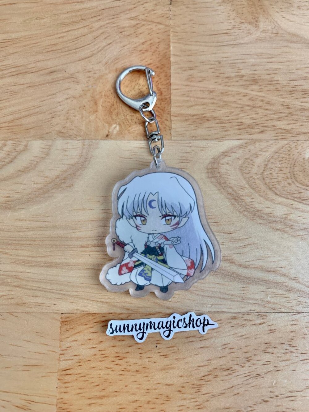 InuYasha Anime Acrylic Chibi Cute Keychain Sesshomaru Demon White Hair